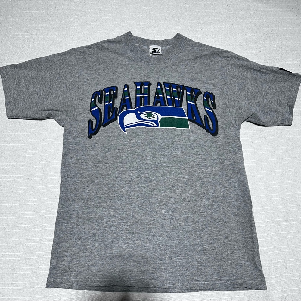 Vintage Starter Seattle Seahawks Graphic T-Shirt - Gray - Size Medium